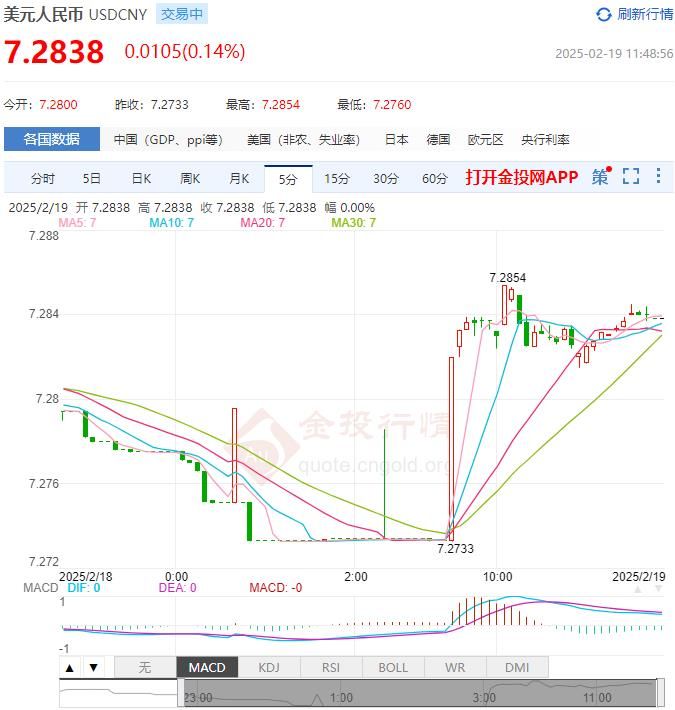 2月19日人民币对美元中间价报7.1705 较前一交易日下调8个基点